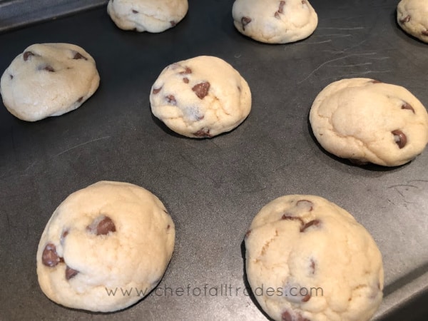The World's Greatest Chocolate Chip Cookies baked on a cookie sheet
