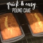 Baked pound cake in an oven