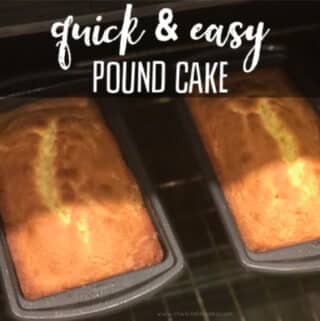 Baked pound cake in an oven