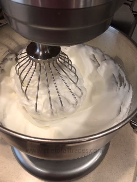 Stiff Peak Meringue in a mixing bowl