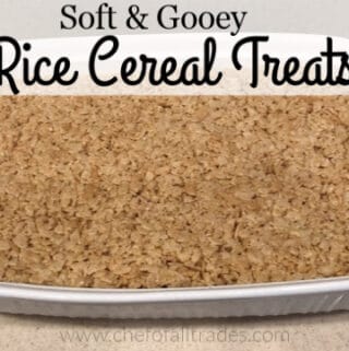rice cereal treat in a baking pan