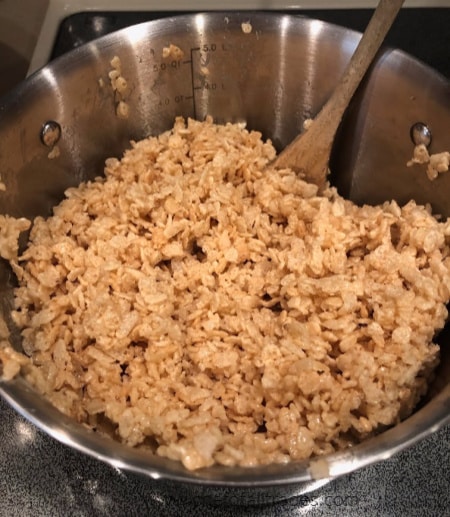 rice cereal treats in a pot