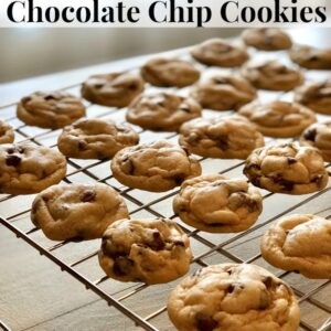 The world's best chocolate chip cookies cooling on a cooling rack.