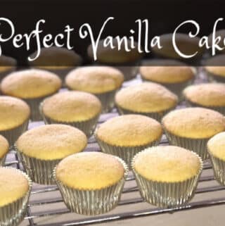 Vanilla cupcakes on a cooling rack