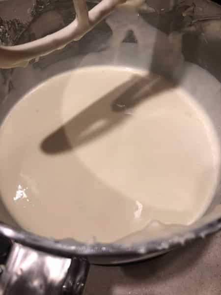 cheesecake batter in a mixing bowl