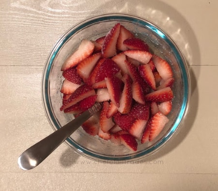 strawberries sprinkled with sugar