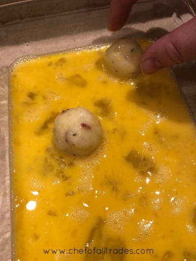 bites rolled in egg wash