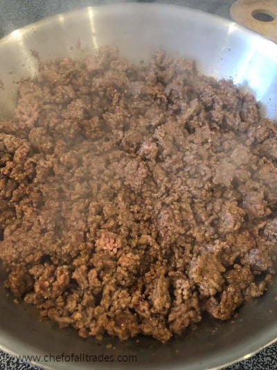 Meat browned in pan