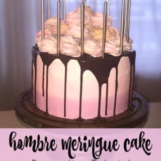 Hombre Meringue Cake on a cake stand