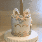 Unicorn Cake on a white platter