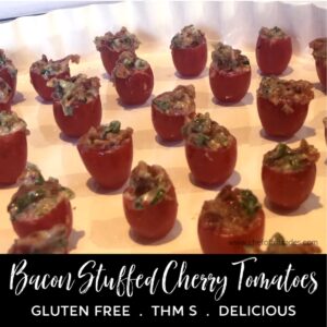 Bacon Stuffed Cherry Tomatoes on a platter