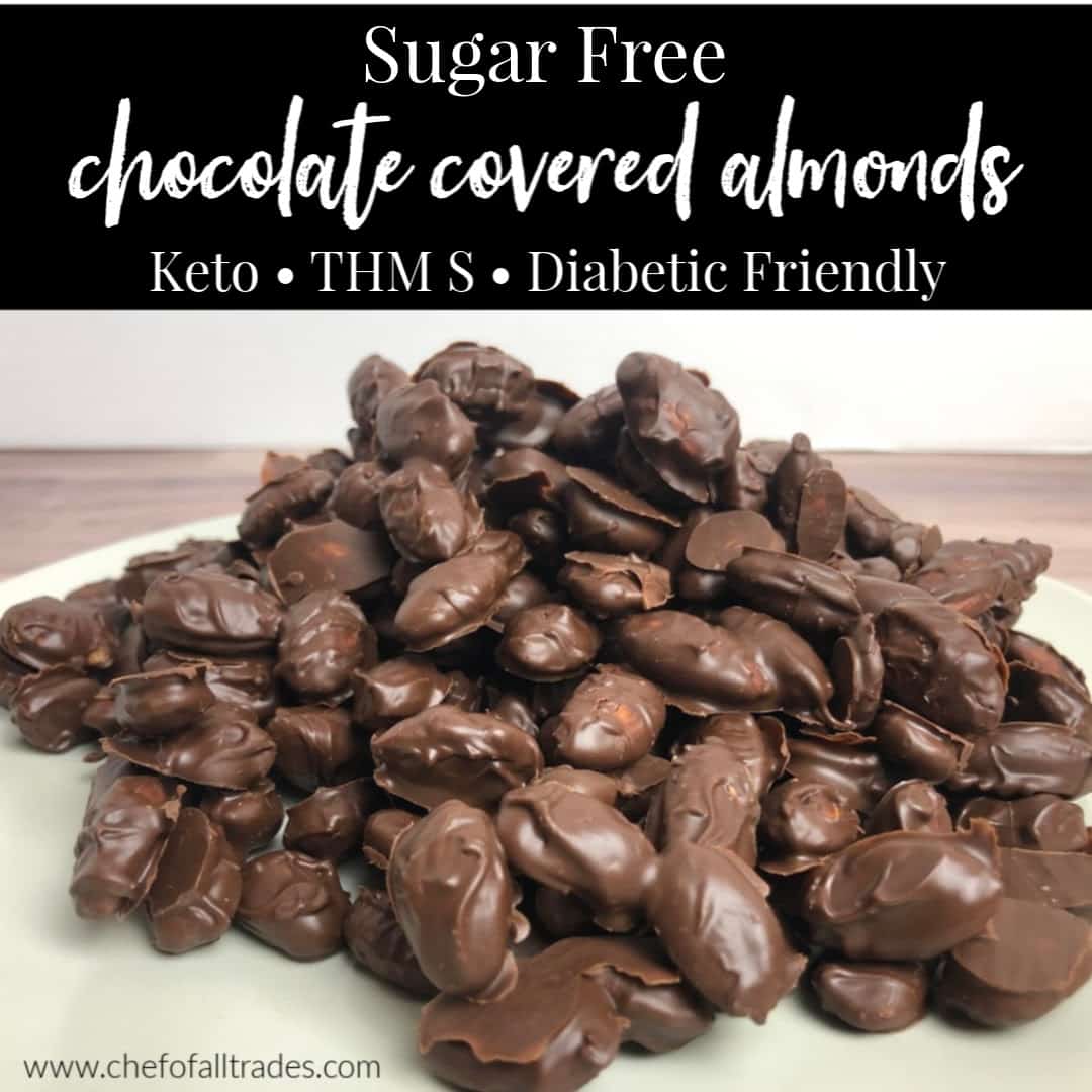 chocolate covered almonds in a pile