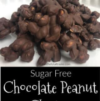 Chocolate Peanut Clusters in a white dish