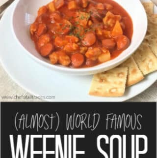 Weenie Soup in a white bowl