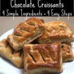 Homemade Chocolate Croissants on a white plate