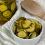 picy Bread & Butter Pickles in a white dish