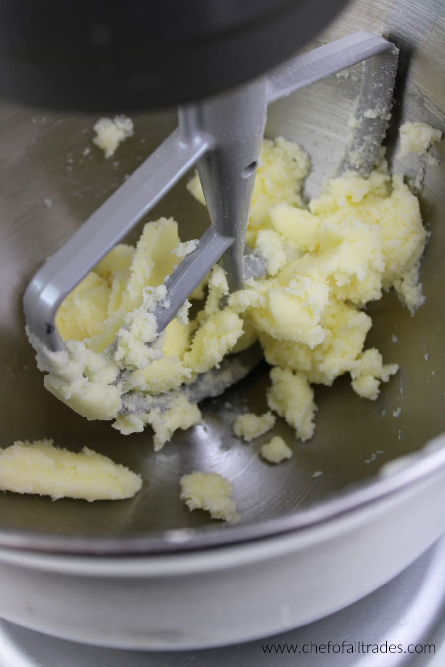 butter and gentle sweet mixed together in the bowl of a stand mixer