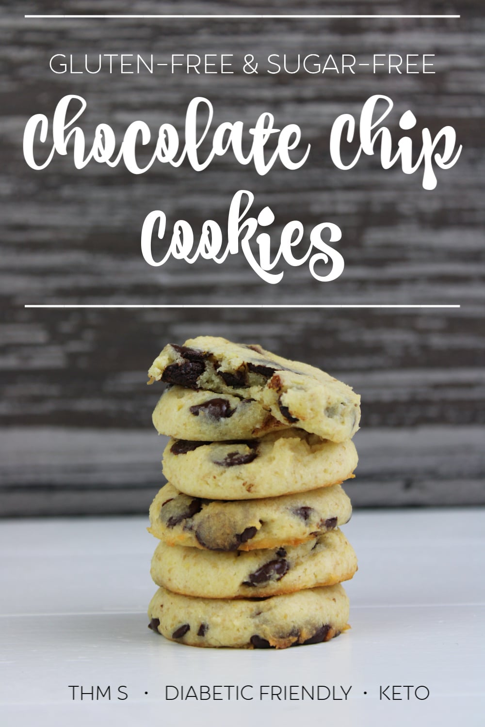 Gluten-Free Sugar-Free Chocolate Chip Cookies stacked