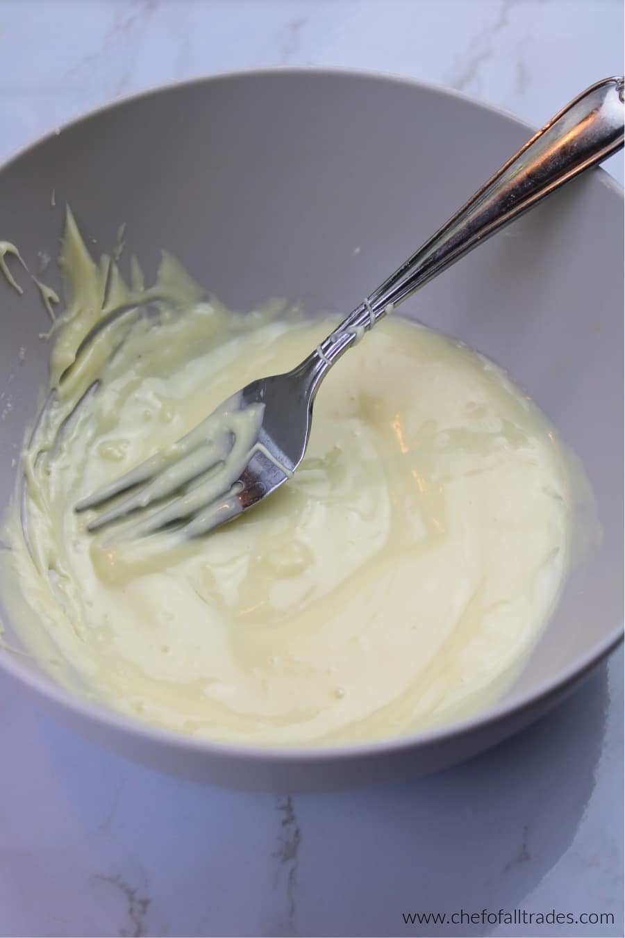 white chocolate melted in a bowl