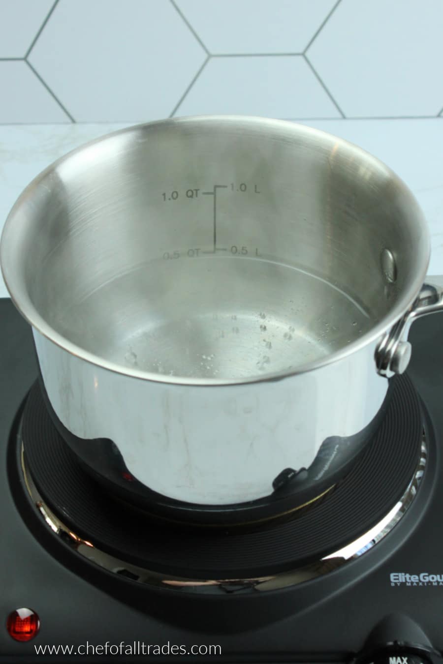 water boiling in a saucepan