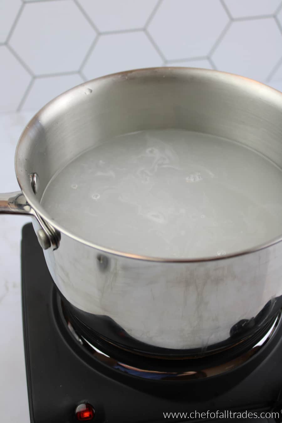 water and gentle sweet boiling in a pot