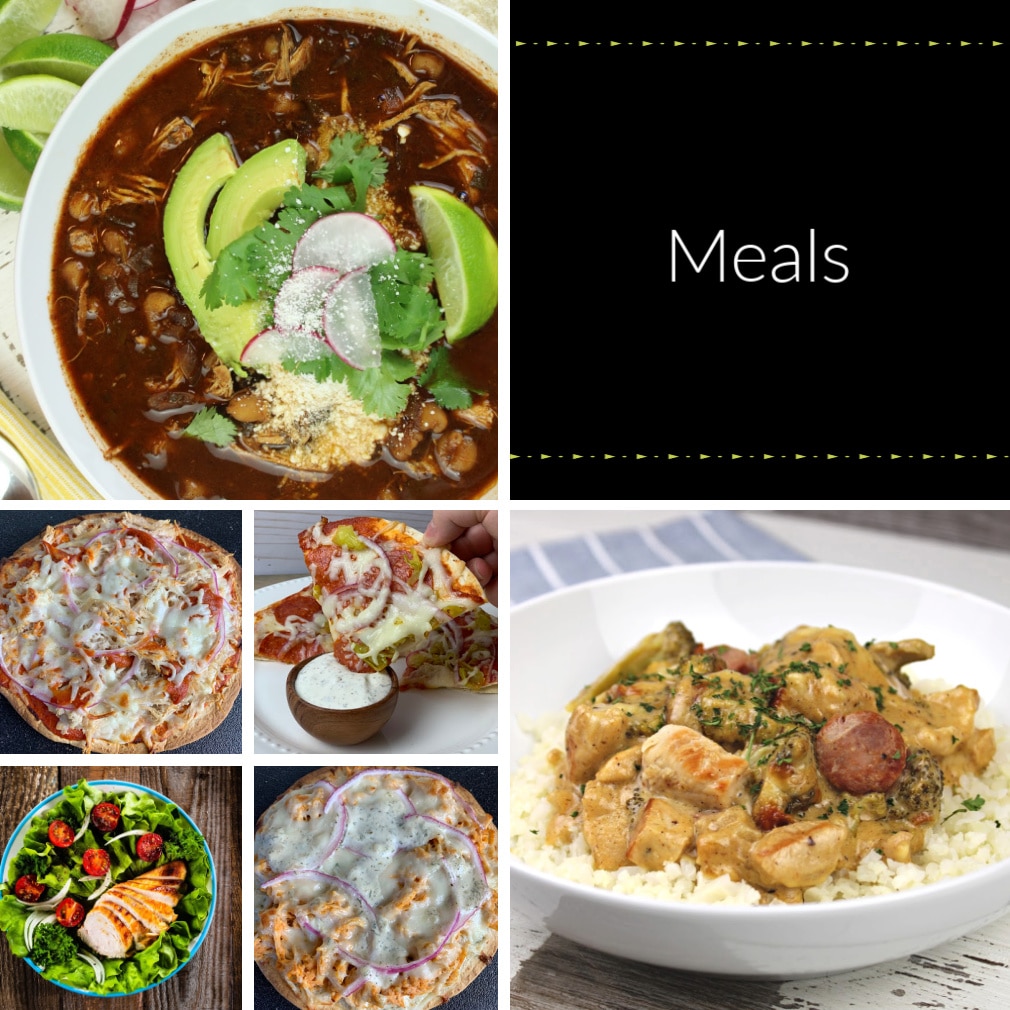 collage of sugar free meal recipes