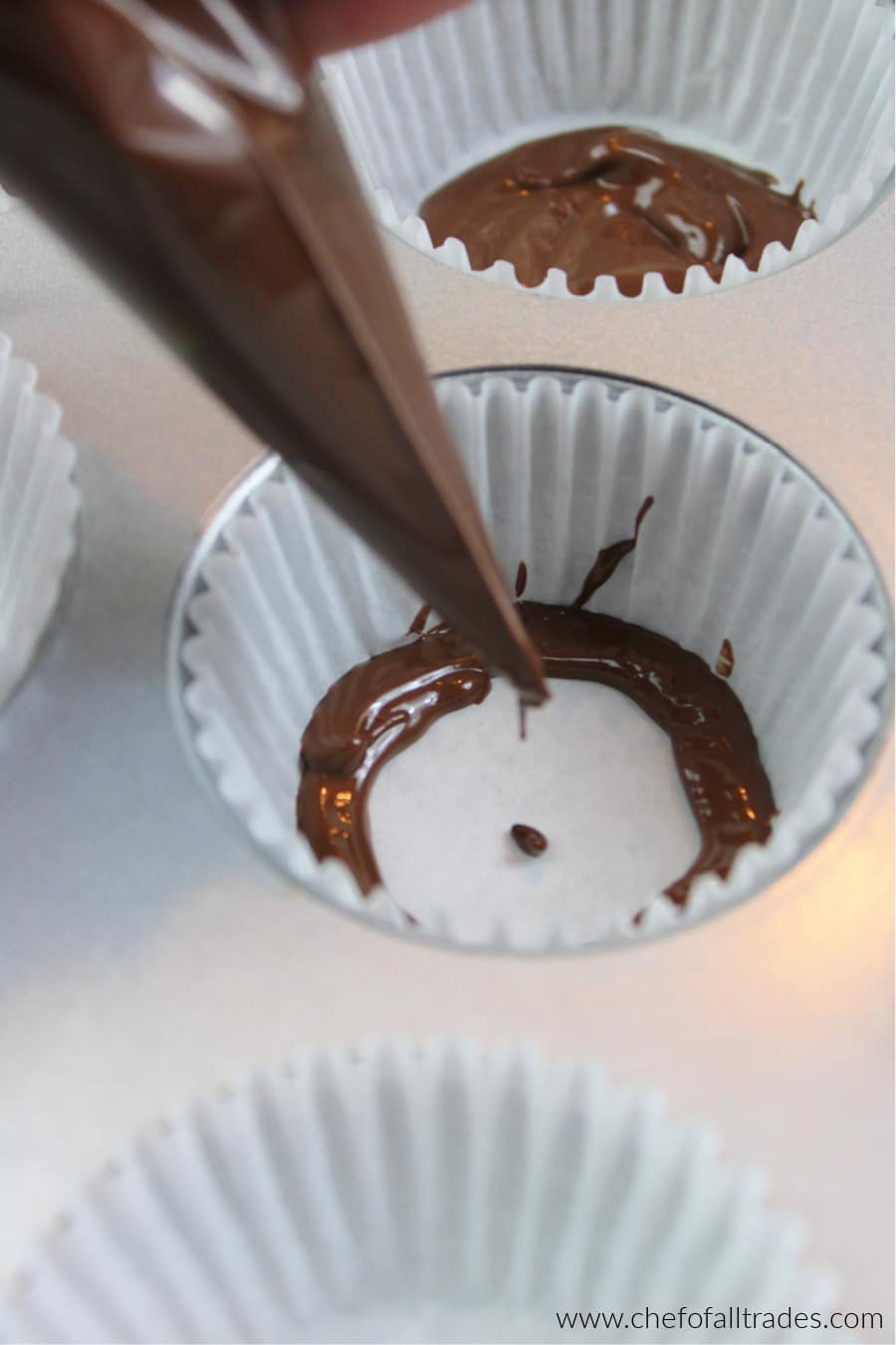 chocolate boarder around inside edge of cupcake liners